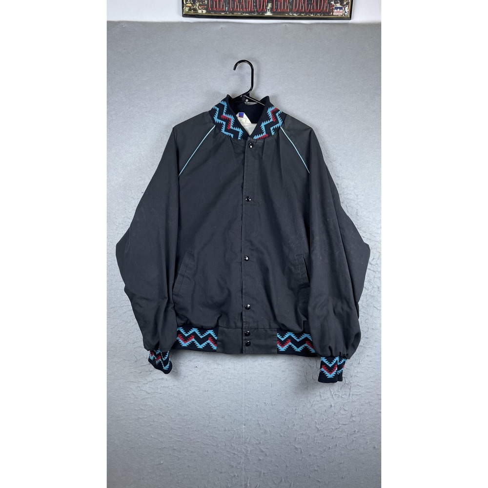 Vintage Westark Jacket Mens XL Black Southwestern Bomber Snap Front USA 90s‎